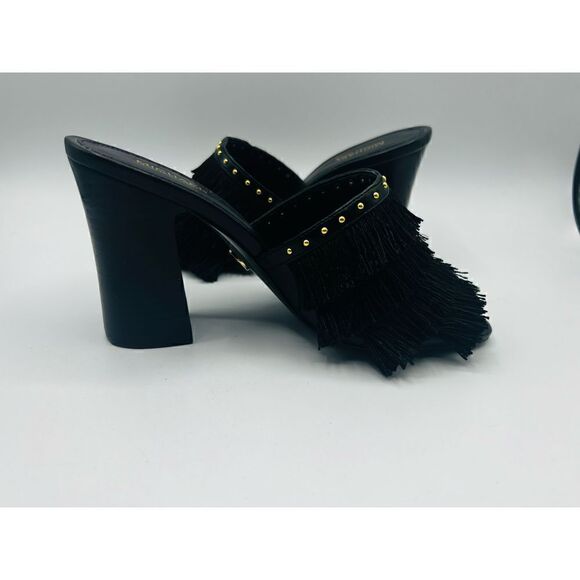 Michael Kors black Gallagher mule fringe pumps 5.5M career office womans - Picture 1 of 6